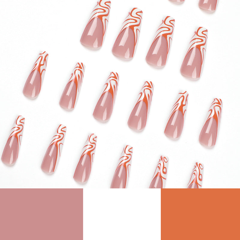 Artistic Nail Extensions with Modern Wave Pattern Kalsten