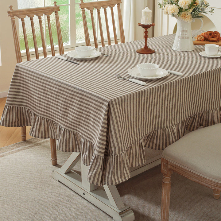 Flirty Striped Tablecloth with Ruffled Hem