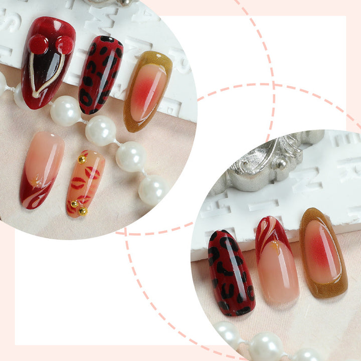 Nail art set with glamorous lip and leopard designs Kalsten