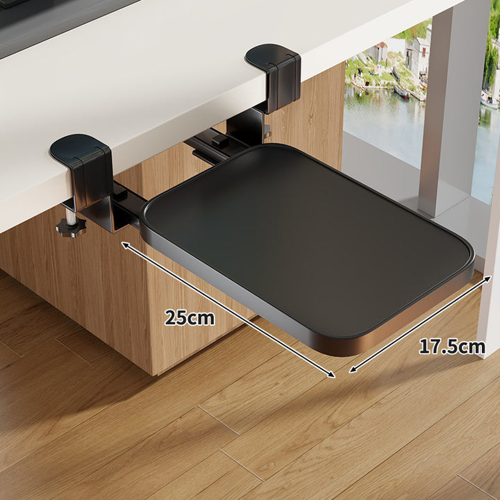 Clamp-Mounted Under-Desk Adjustable Bamboo Keyboard Tray