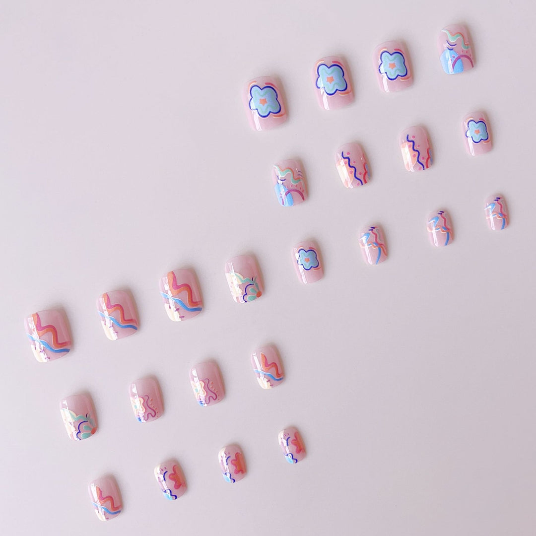 Nail art set with colorful neon-inspired design Kalsten