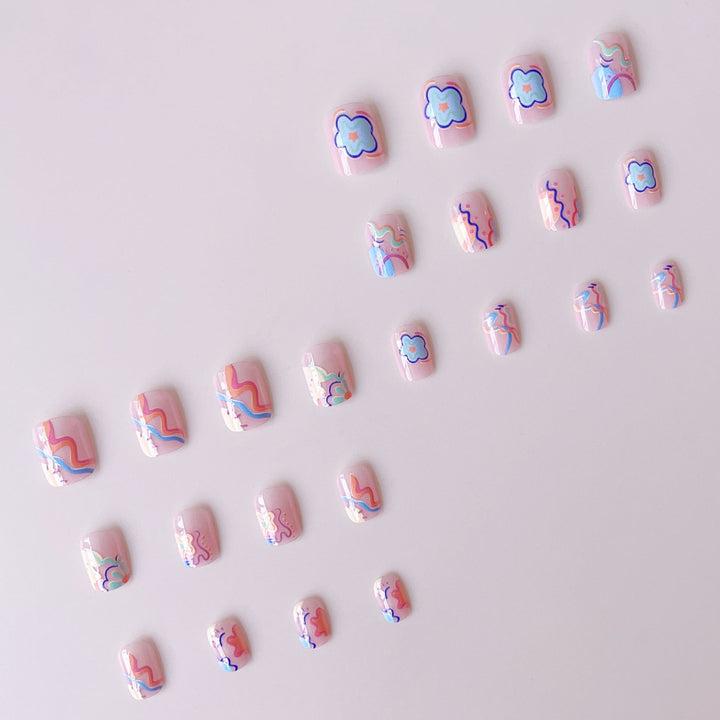 Nail art set with colorful neon-inspired design Kalsten