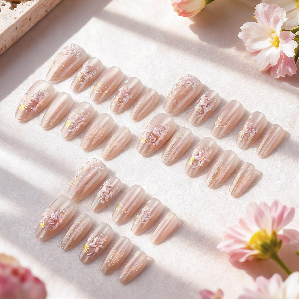 Floral Embellished Press-On Nails Kalsten