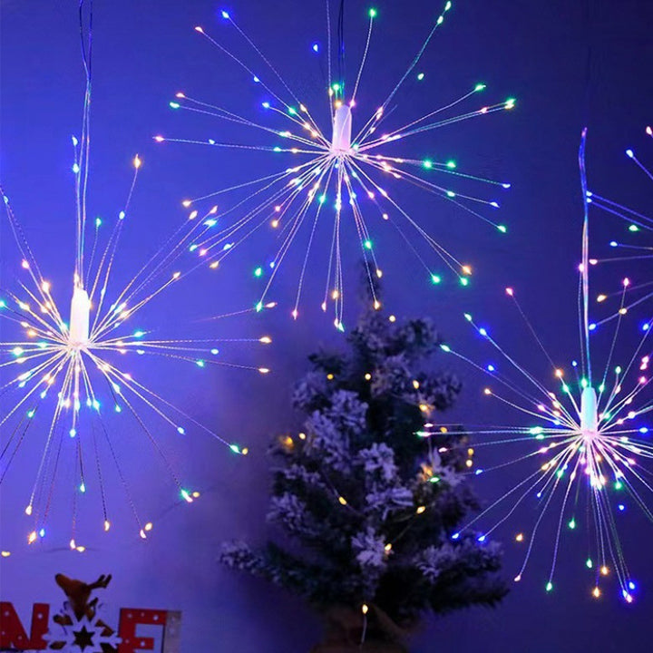LED Starburst Hanging Pendant Light Decoration With Fiber-Optic Spokes Kalsten