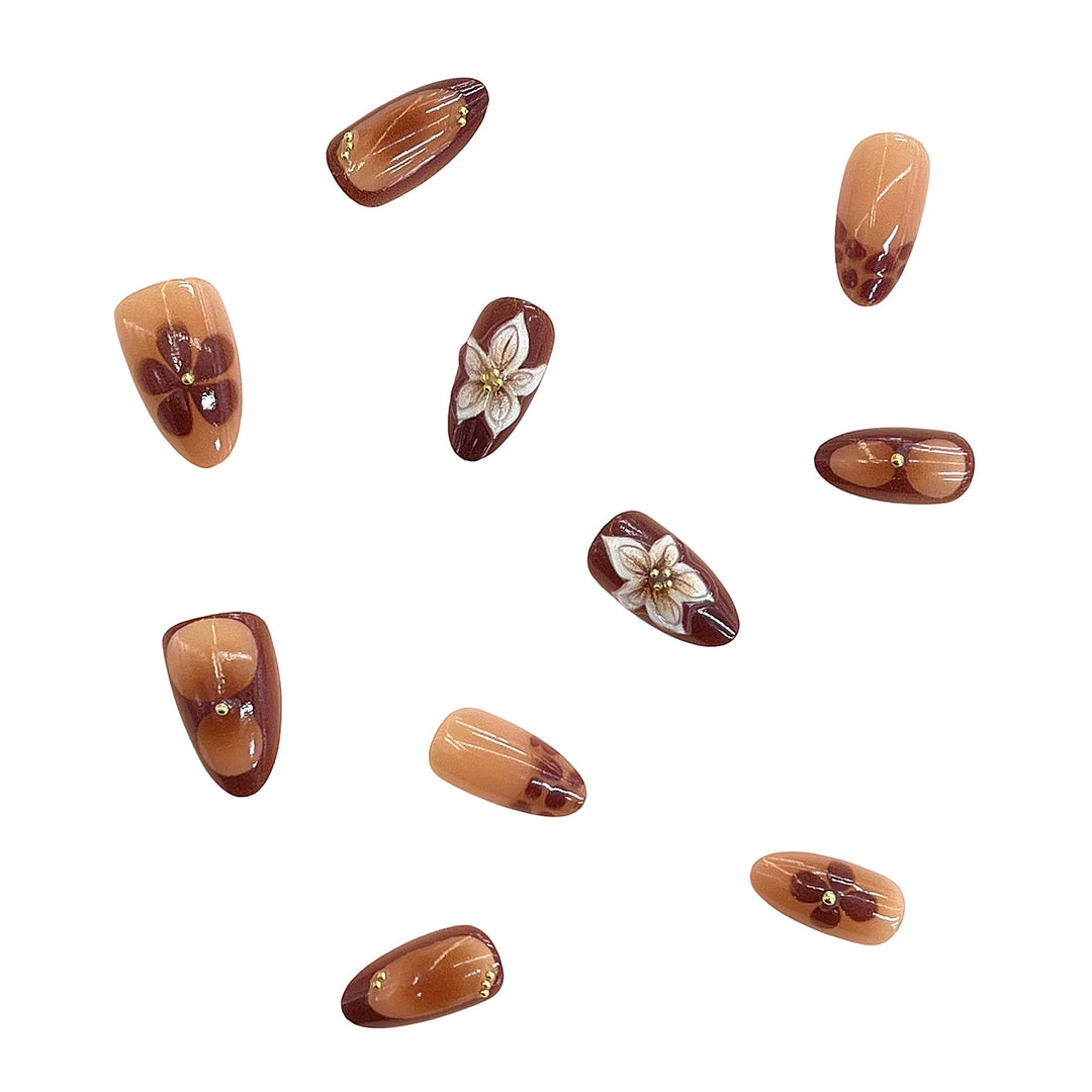 Artistic Floral Accent Press-On Nails Kalsten