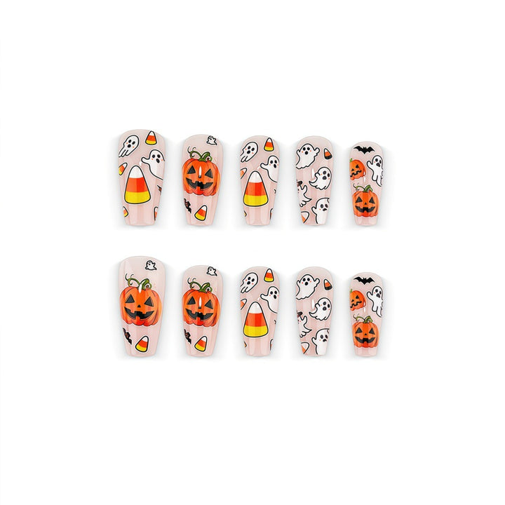 Creative Halloween Art Nails in Ghost and Pumpkin Design Kalsten