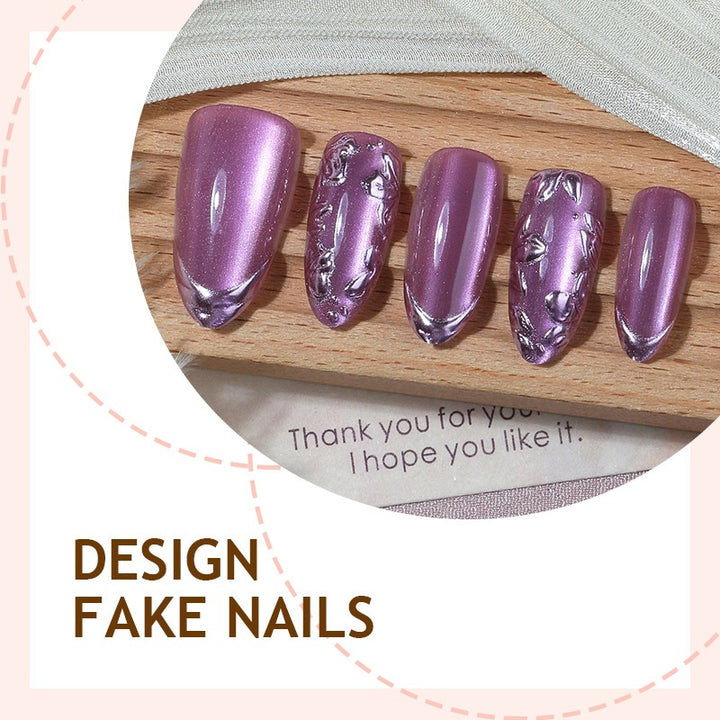 Elegant artificial nail set with shimmering accents and decorative designs Kalsten