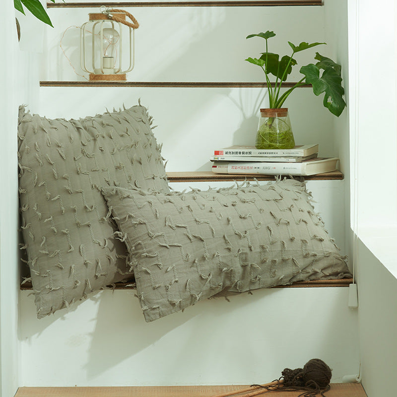 Textured Fringe Accent Pillow