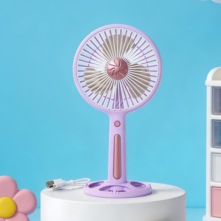 Women's Portable Mini Fan with USB Charging Function and Ergonomic Handle Kalsten