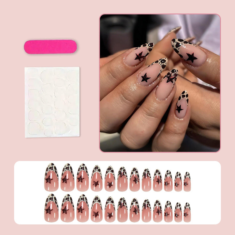 Acrylic nail set with trendy star and leopard pattern Kalsten