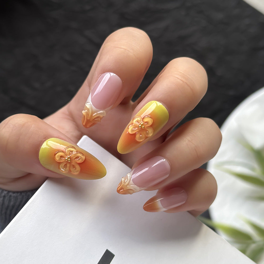 Elegant Floral-Themed Press-On Nail Set Kalsten