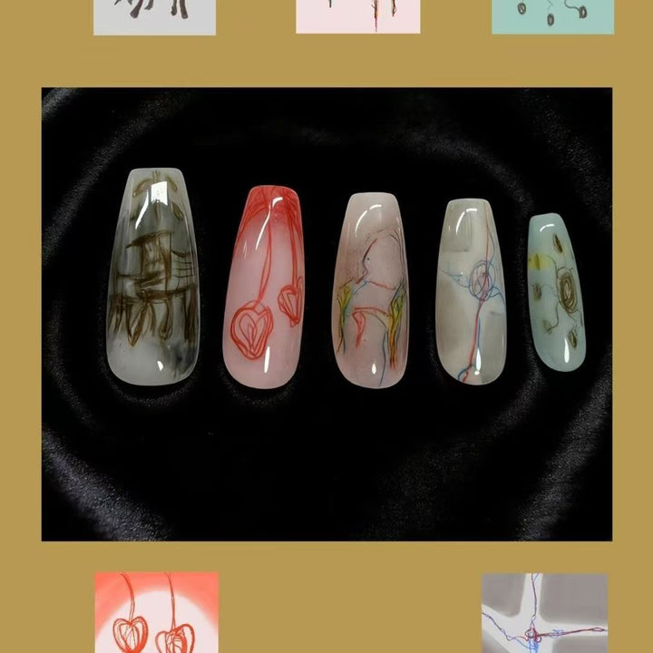 Whimsical Bear-Themed Press-On Nail Art Kit Kalsten