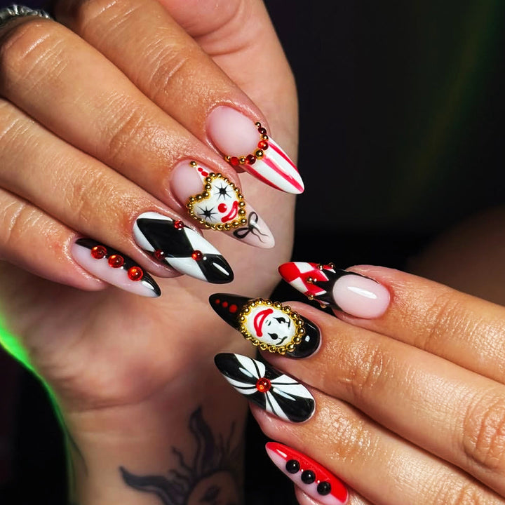Artistic 3D Clown-Themed Nail Art Extensions Kalsten