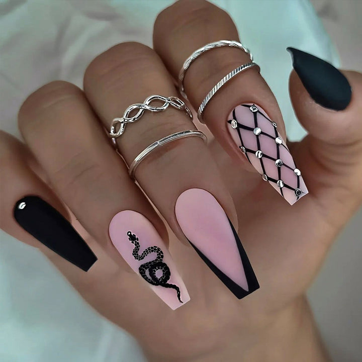 Glamorous Glittery Stiletto Press-On Nails Kalsten
