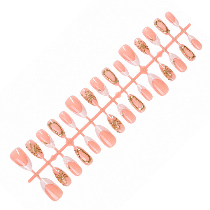 Elegant artificial nails with luxurious golden decorations Kalsten
