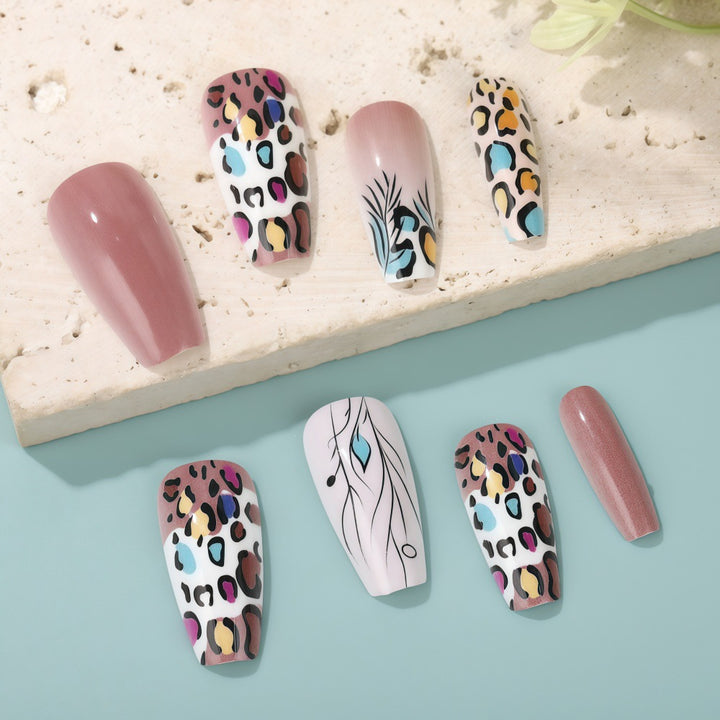 Creative Nail Art Set with Leopard and Flower Patterns Kalsten