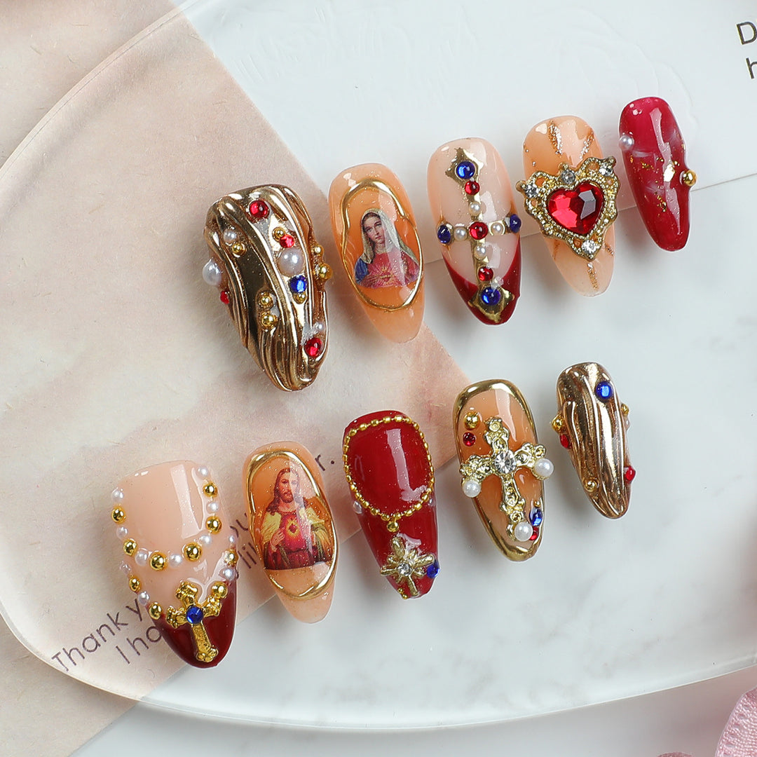 Elegant Artificial Nails with Decoration Kalsten