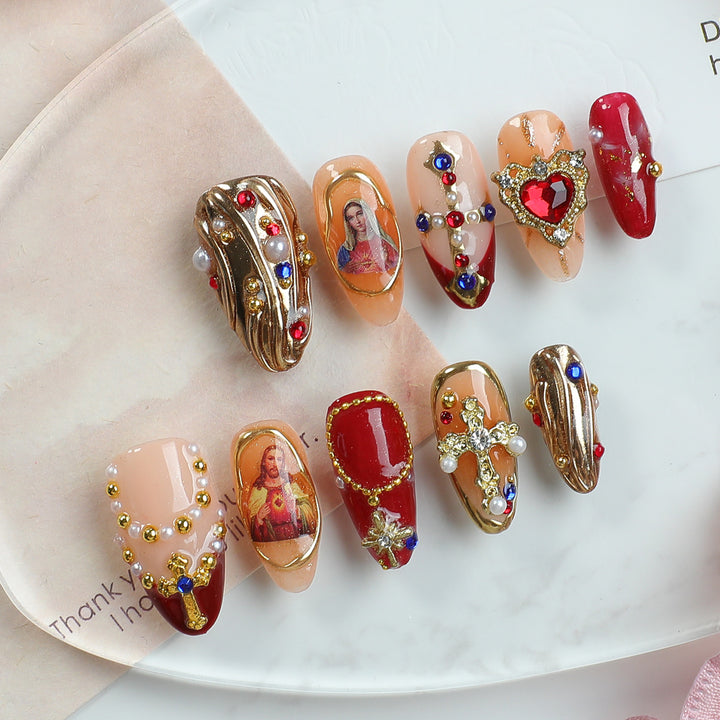 Elegant Artificial Nails with Decoration Kalsten
