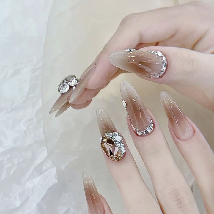 Artistic Premium Press-On Nail Art Set with Crystal Accents Kalsten