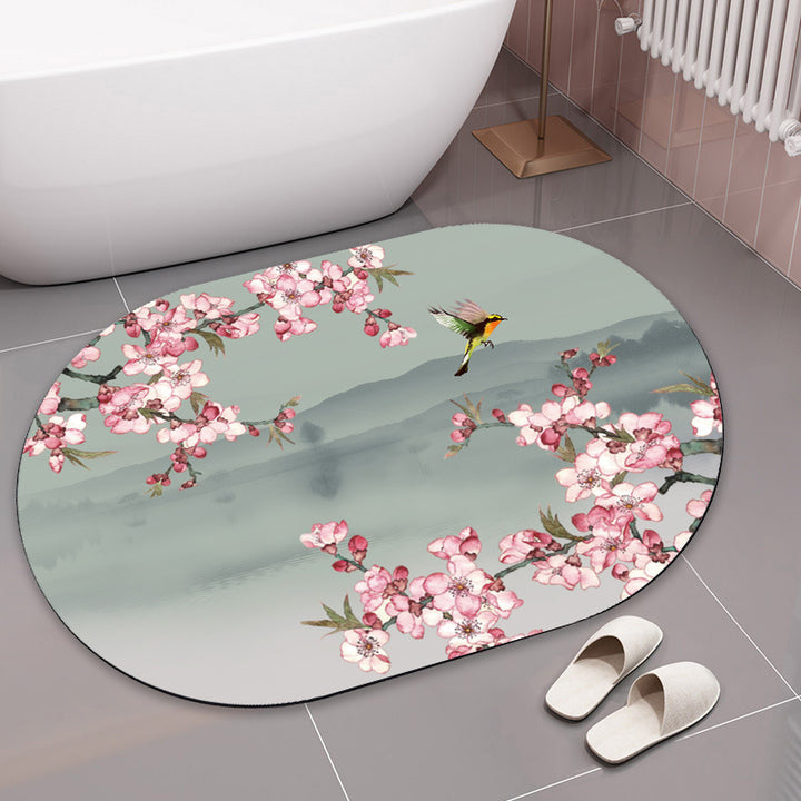 Elegant Floral Print Bath Mat Kalsten