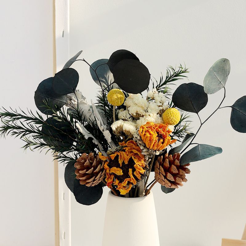 Dried Floral Arrangement with Pinecones and Natural Accents