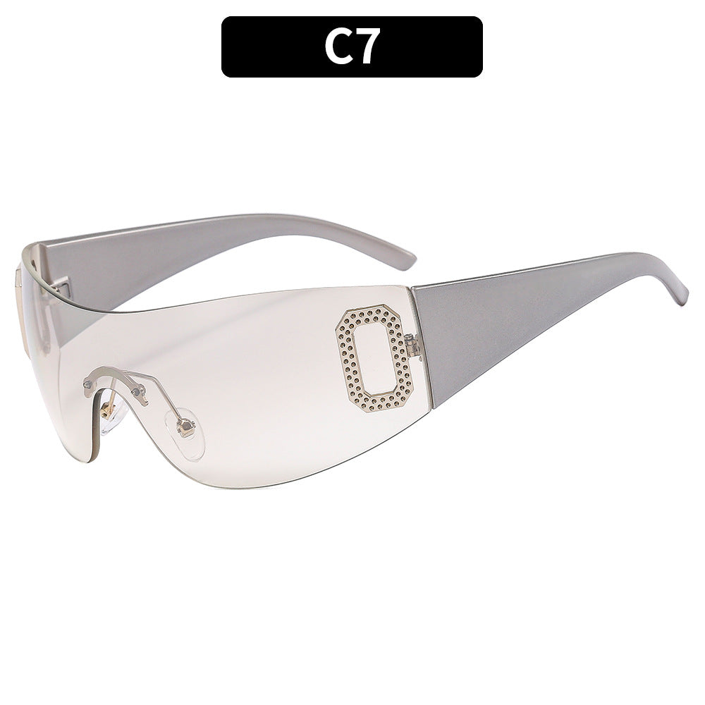 Oversized Shield Sunglasses with Decorative Accent