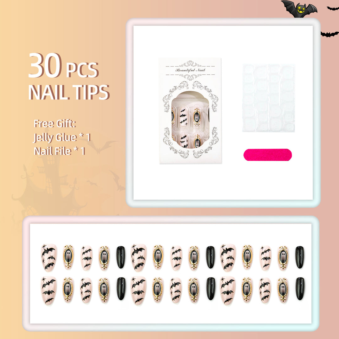 Gothic Halloween-Themed Press-On Nail Art Set