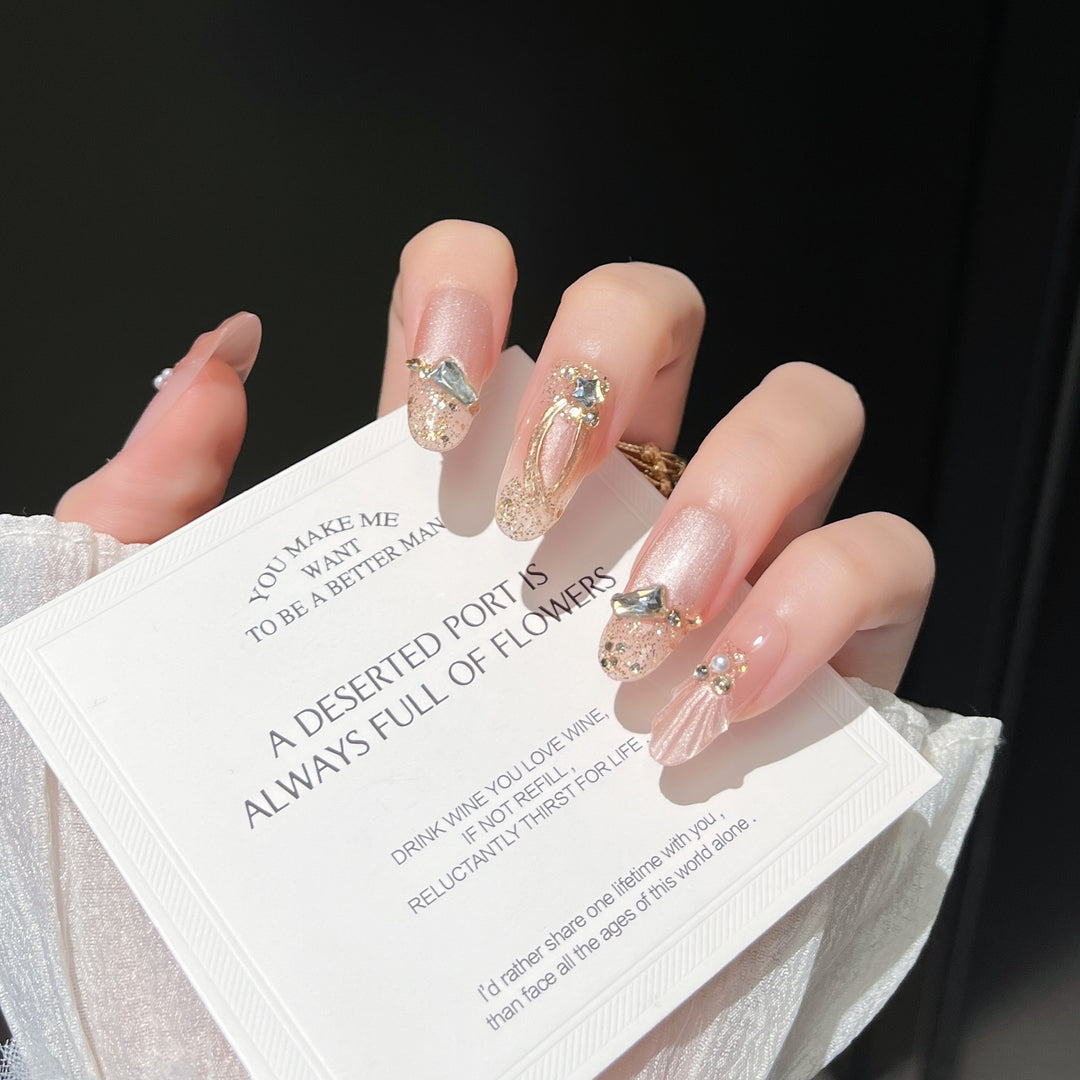Elegant Nail Art Extensions with Pearl Accents Kalsten