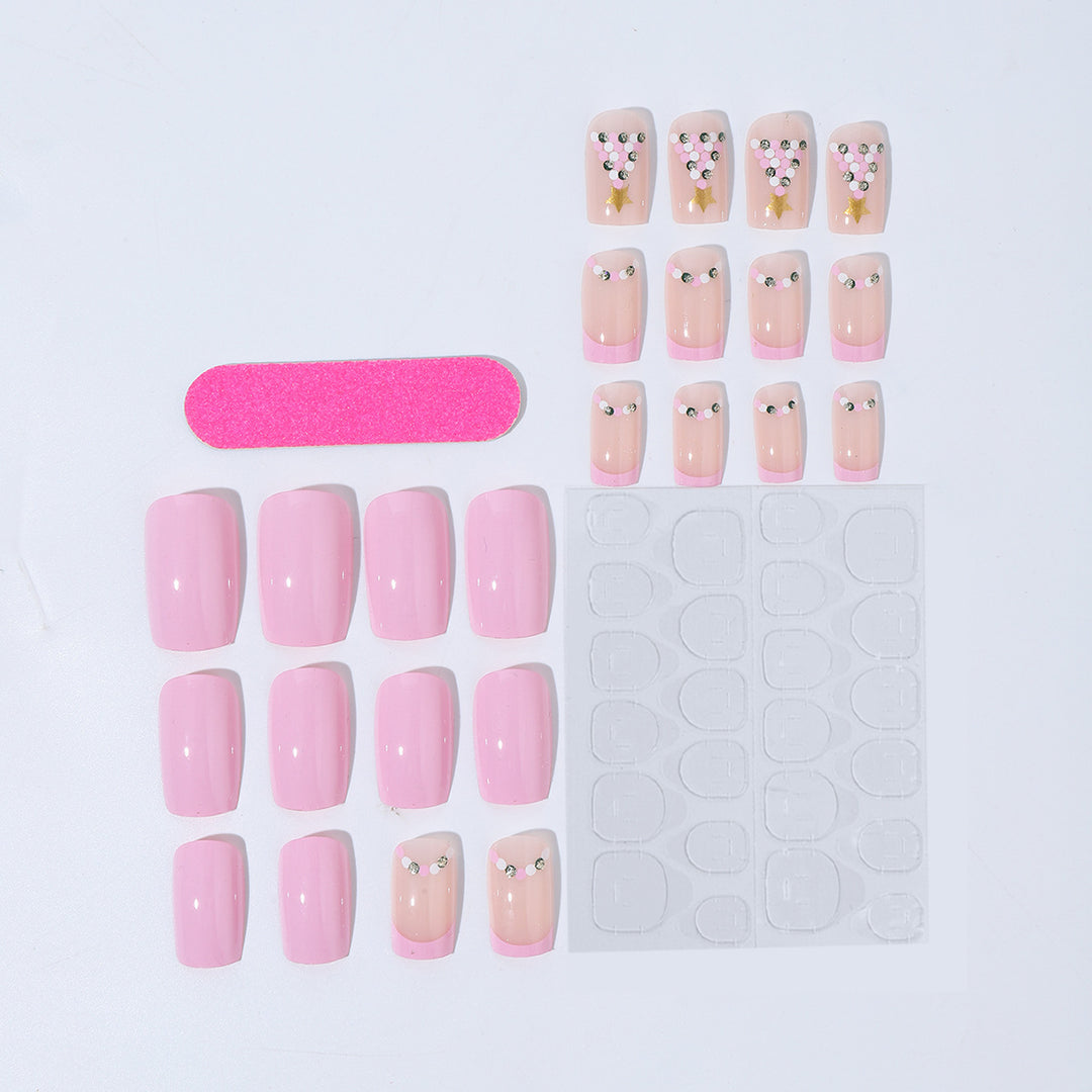 Artificial nail set with festive Christmas tree design and glitter decorations Kalsten