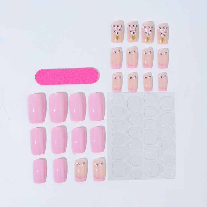 Artificial nail set with festive Christmas tree design and glitter decorations Kalsten