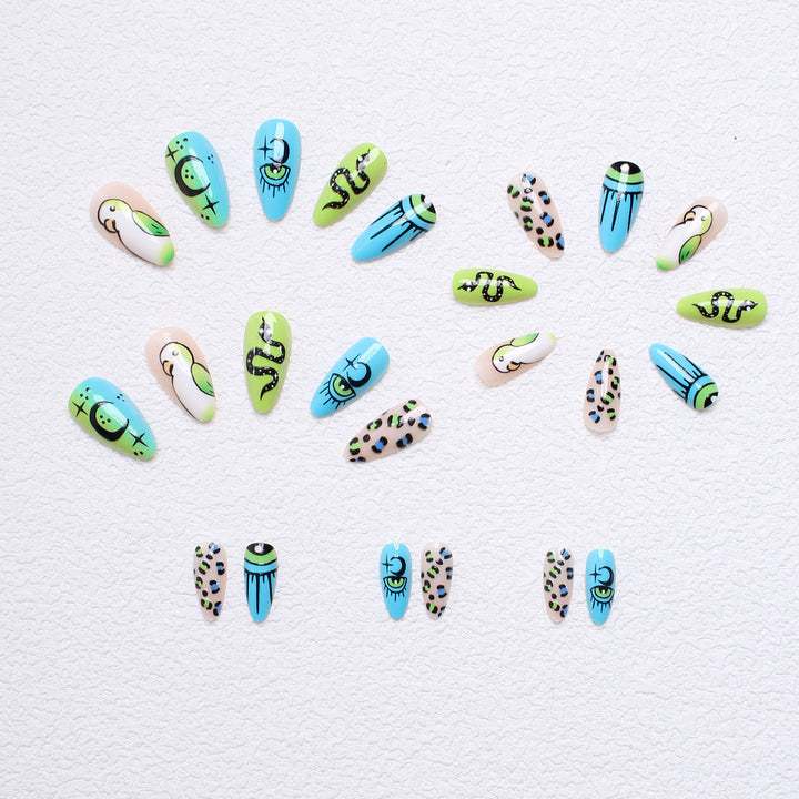 Artificial nail set with playful animal designs and eye-catching 3D designs Kalsten