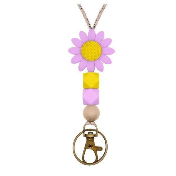 Colorful Flower-Themed Beaded Keychain Holder Kalsten