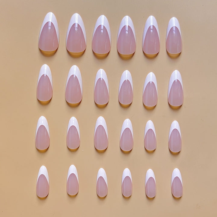 Elegant French Tip Almond-Shaped Nail Extensions Kalsten