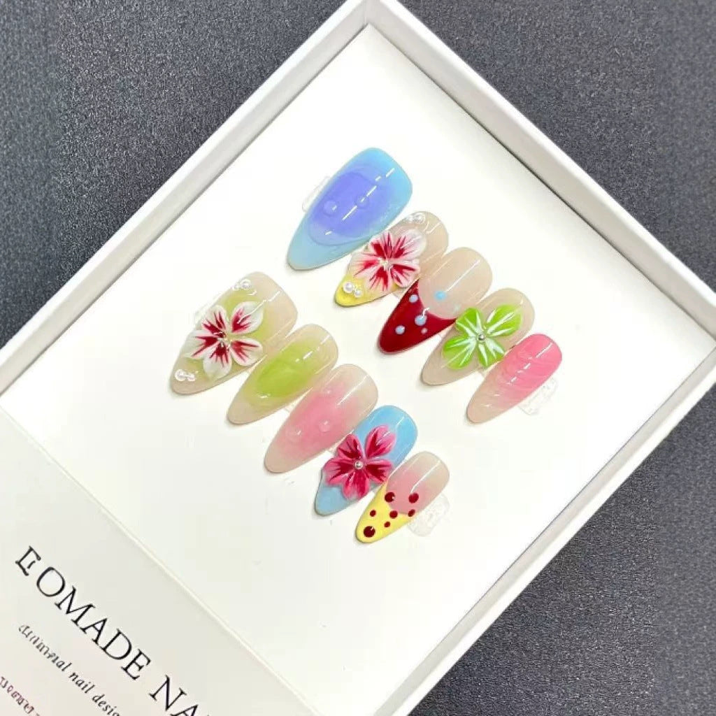 Artistic Floral Gradient Press-On Nail Set Kalsten