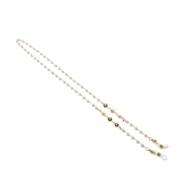 Elegant Pearl and Colorful Gemstone Eyewear Chain Kalsten