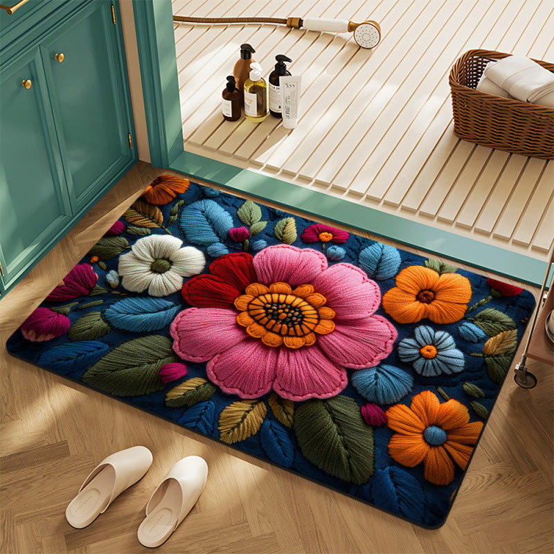 Floral Motif Bath Mat Kalsten