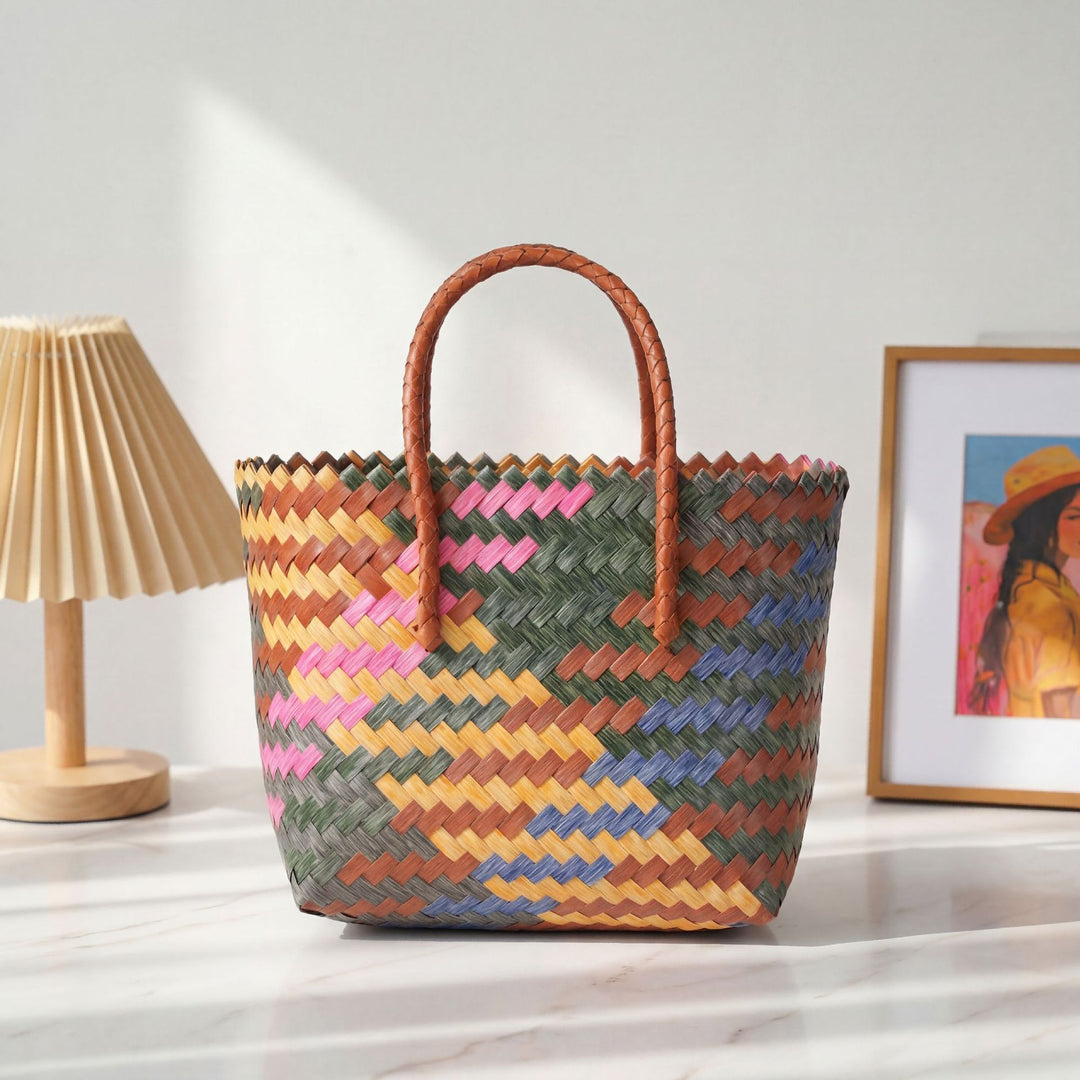 Handy basket bag with colorful design Kalsten
