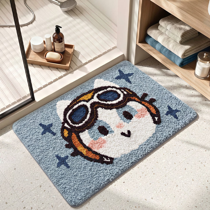 Plush Cartoon Cat Bath Mat