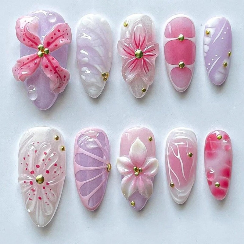 Nature-Themed Artistic Press-On Nail Set Kalsten
