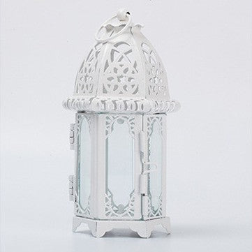 Moroccan-Style Metal and Glass Decorative Hanging Lantern with Intricate Filigree Kalsten