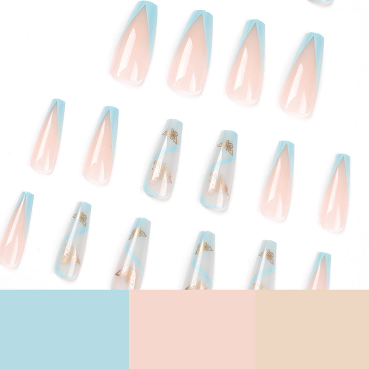 Artificial nail extensions in an elegant style with floral design Kalsten