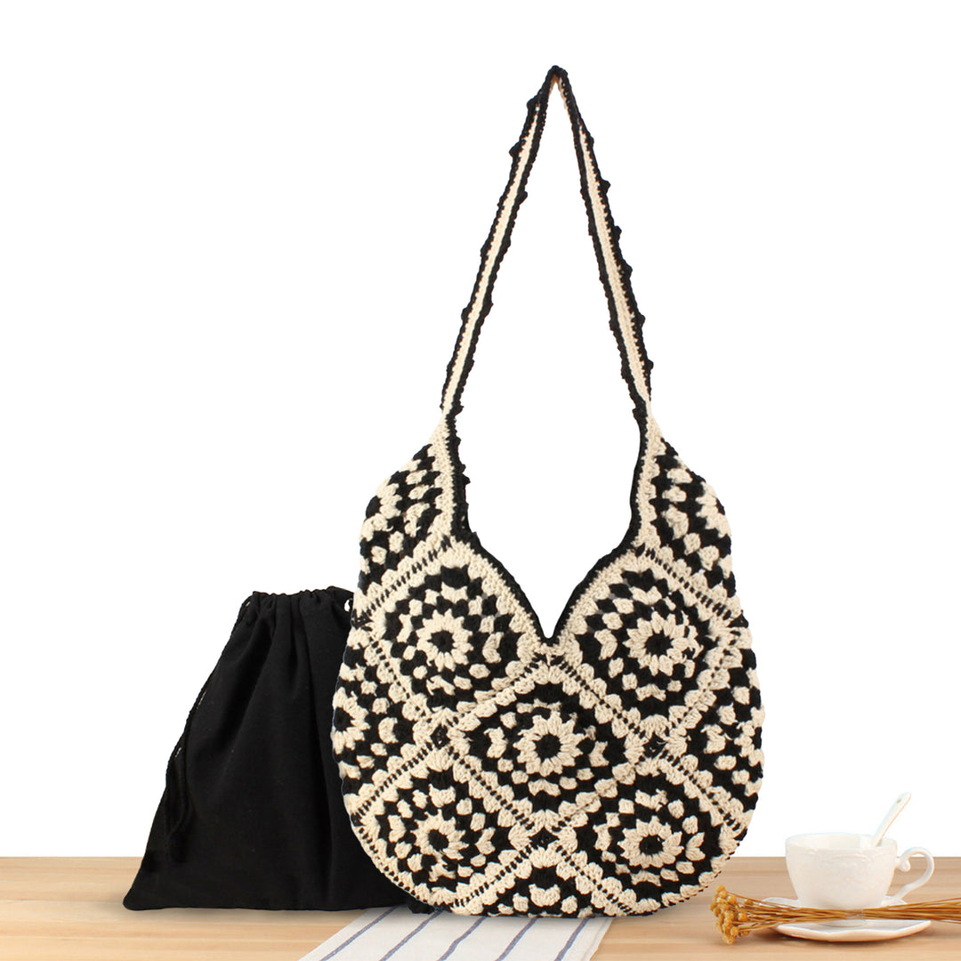 Handmade Macrame Shoulder Bag with Floral Patterns Kalsten