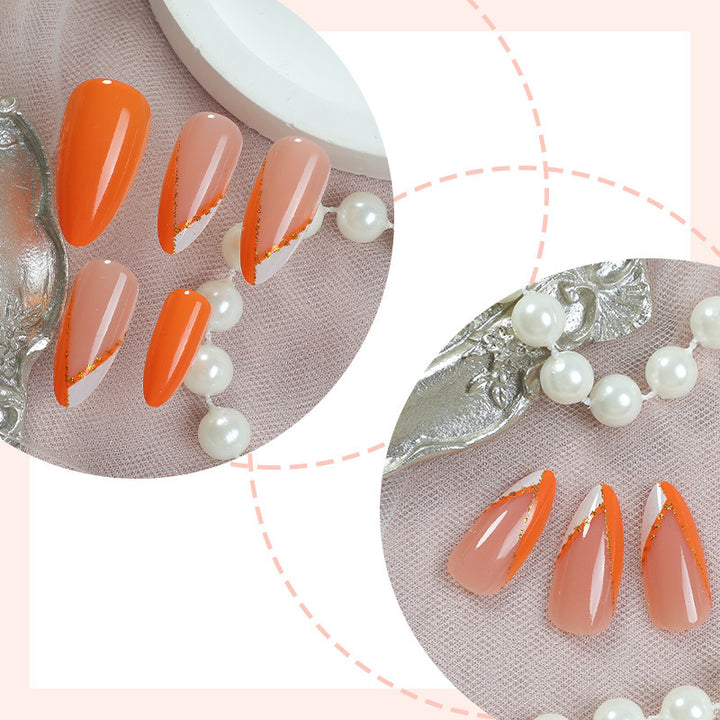 Nail set with elegant matte finish and golden accents Kalsten
