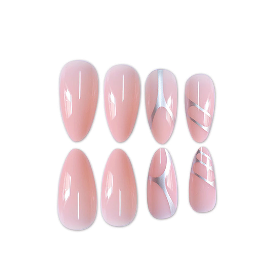Elegant Stiletto Press-On Nail Set with Artistic Metal Accents Kalsten