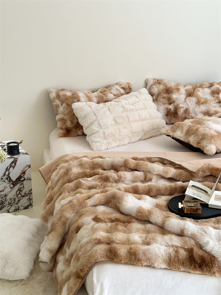 Luxury Faux Fur Blanket and Matching Cushion Set