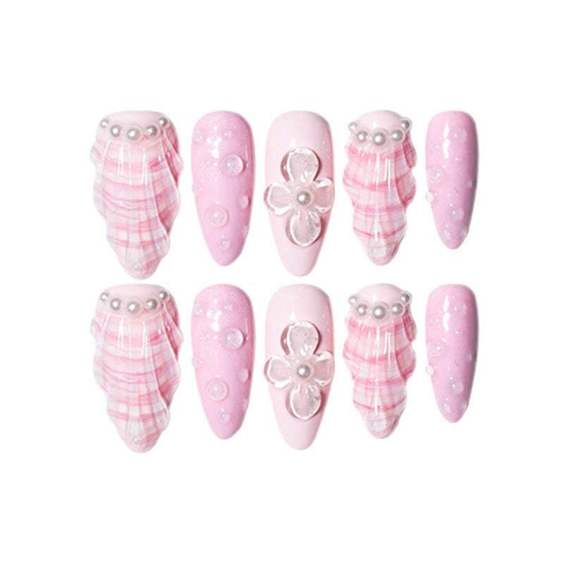 Decorative Press-On Nail Set with Floral Accents Kalsten