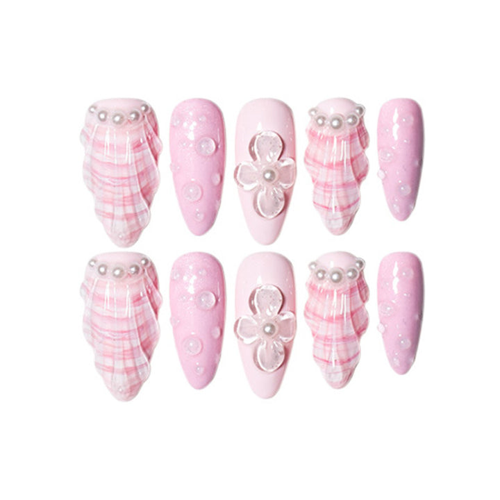 Decorative Press-On Nail Set with Floral Accents Kalsten