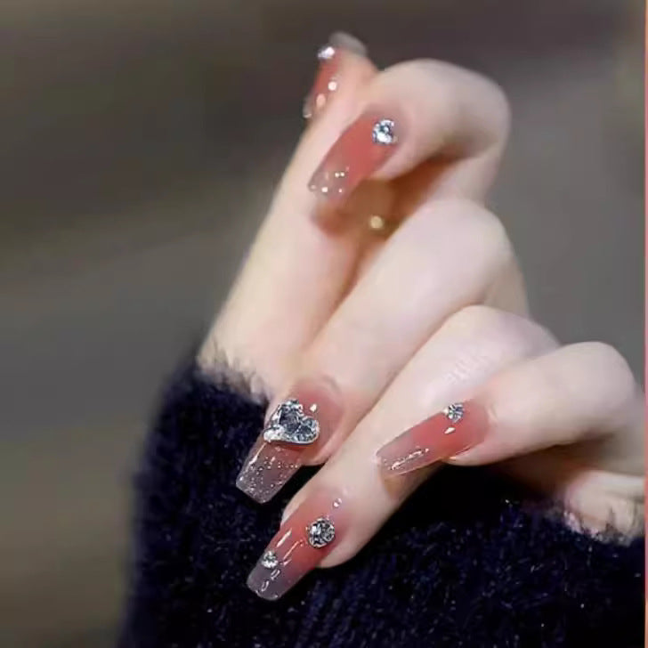 Elegant Nail Art with Glitter and Rhinestones Kalsten