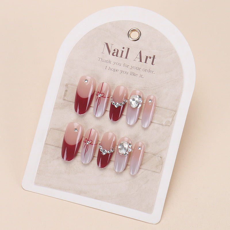 Elegant Press-On Nail Tips with Gold Accents Kalsten