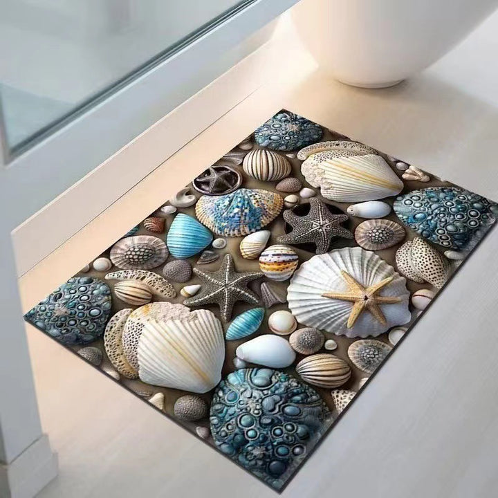 Coastal Seashell Design Bath Mat Kalsten